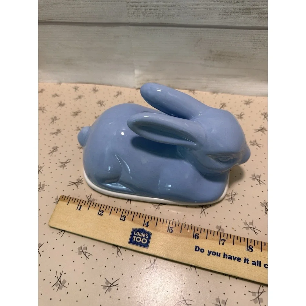 Arlington Designs Blue Bunny Covered‎ Serving Tray Butter Dish Easter Spring